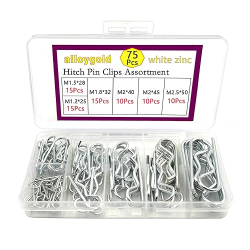 75 piezas de 6 tamaños de pasadores de chaveta R clips resistentes chapados en zinc pasadores de enganche pasadores de pelo surtido de pasadores de