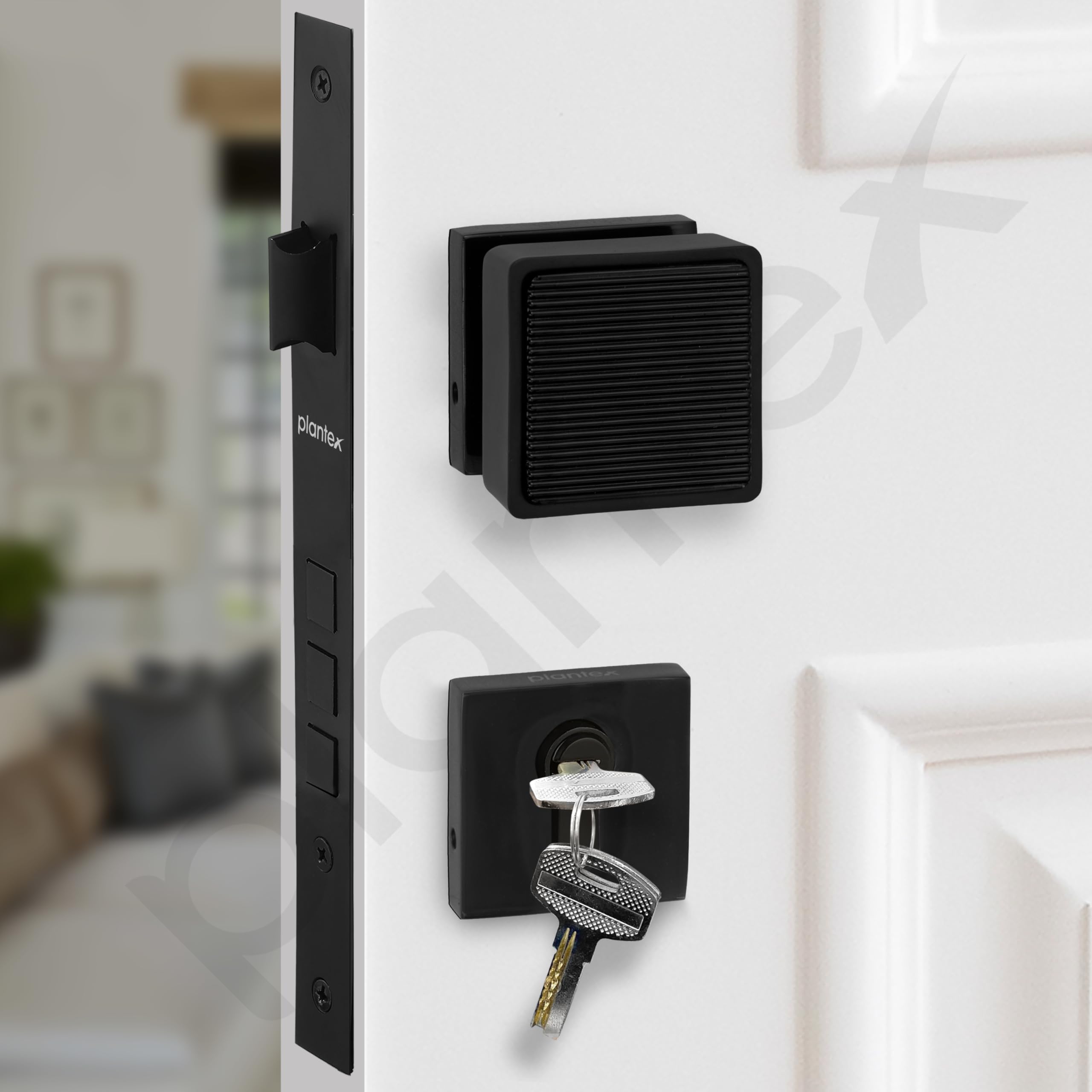 Plantex Heavy Duty Mortise Lock Handle - Black -6 Plantex Heavy Duty Mortise Lock Handle - Black -6