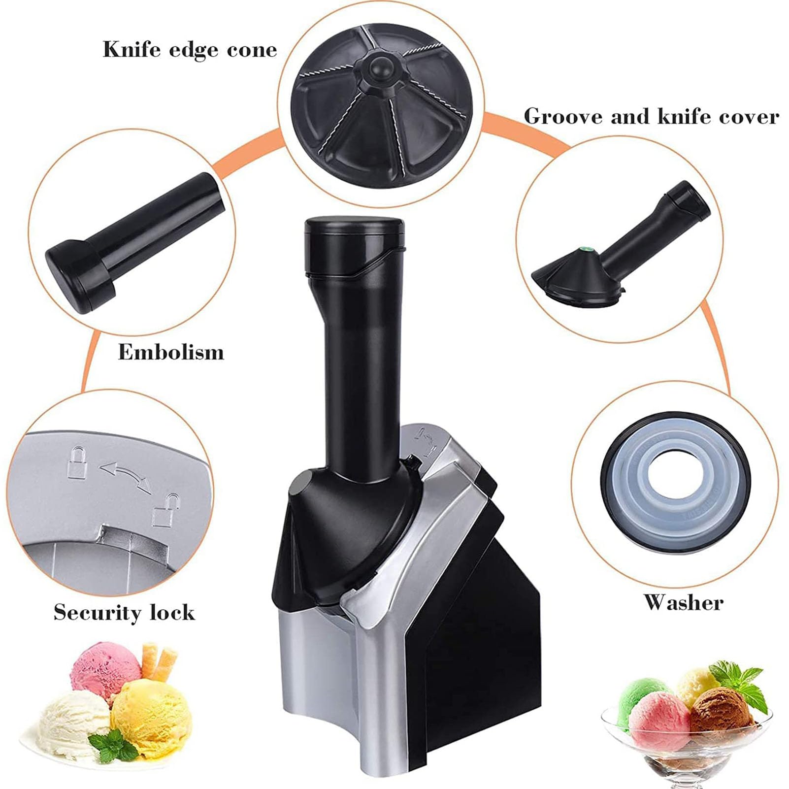 Máquina De Helado para El Hogar, Máquina para Postres Congelados, Máquina De Hielo Suave De Fruta para Hacer Sherbet Saludable, Sorbet, Helado De Fruta Y Yogur Congelado para Niños Rojo
