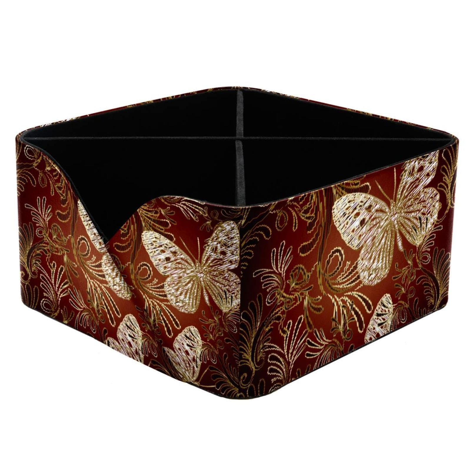 Organiseur de bureau à 4 compartiments et motif papillon brodé