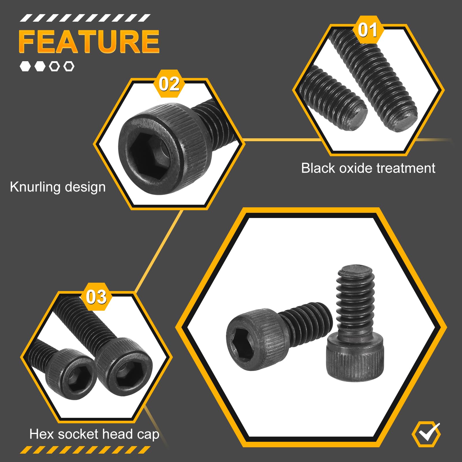 DTGN 1/4"-20x1/2" Socket Head Cap Screws Bolts, 25Pack, Good for Road Bicycle Mountain Bike, Auto, Motorcycle - Image 3
