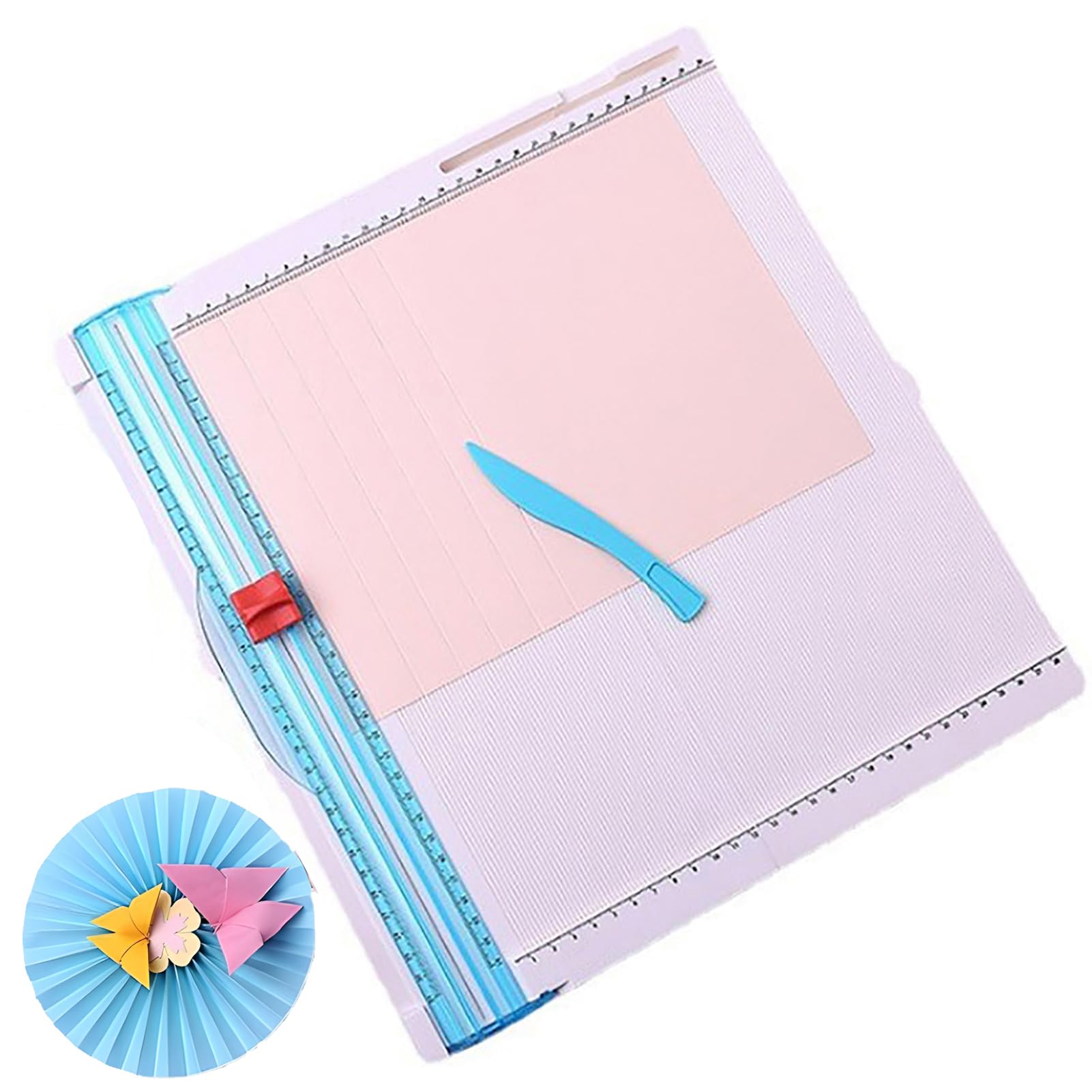 Massicot portable pour le bureau avec coinette croisée 2 en 1 et lame coulissante