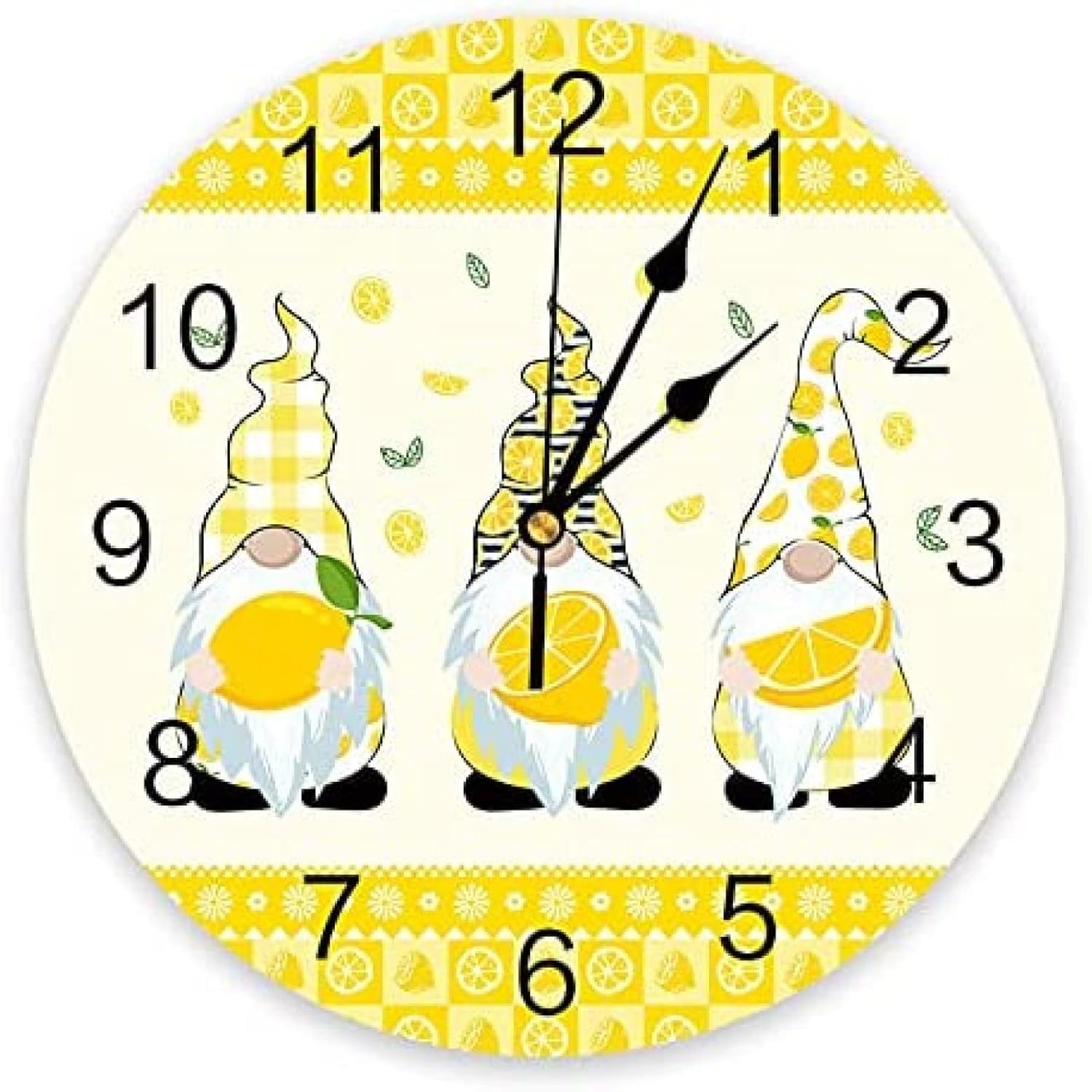 Wall Clock Bathroom Clock Summer Lemon Gnome Wall Clock Bedroom Silent Wall Digital