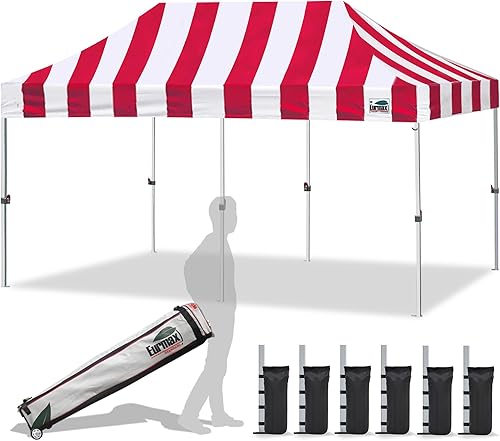 Miniatura 77 de Eurmax Toldo plegable para tienda de campaña de 10 x 10 pies, montura instantánea, uso comercial, con resistente bolsa con ruedas Blanco,Azul,Rojo