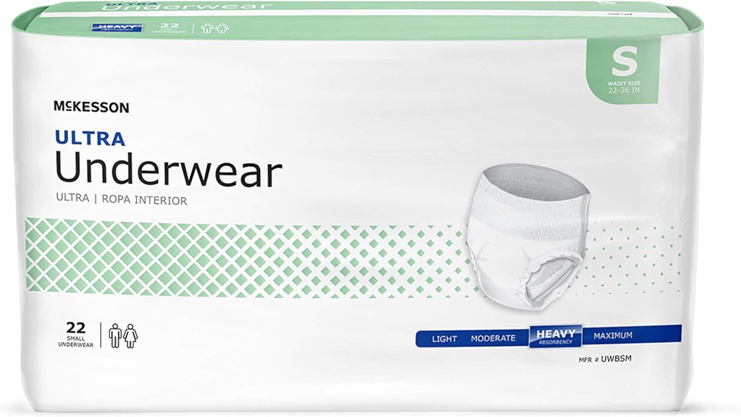 McKesson Ultra Adult Incontinence Underwear, [88 Count], Heavy Absorbency, Small, 22-36 in. Unisex Bladder Leak Protection, Pull-On Style with Tear-Away Sides, Postpartum and Incontinence Support