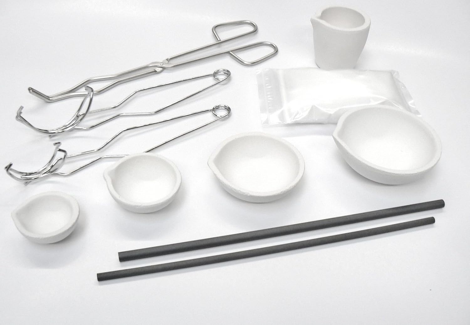 TORCH MELTING KIT 11 Pc SET CRUCIBLES DISH CUP HANDLES RODS