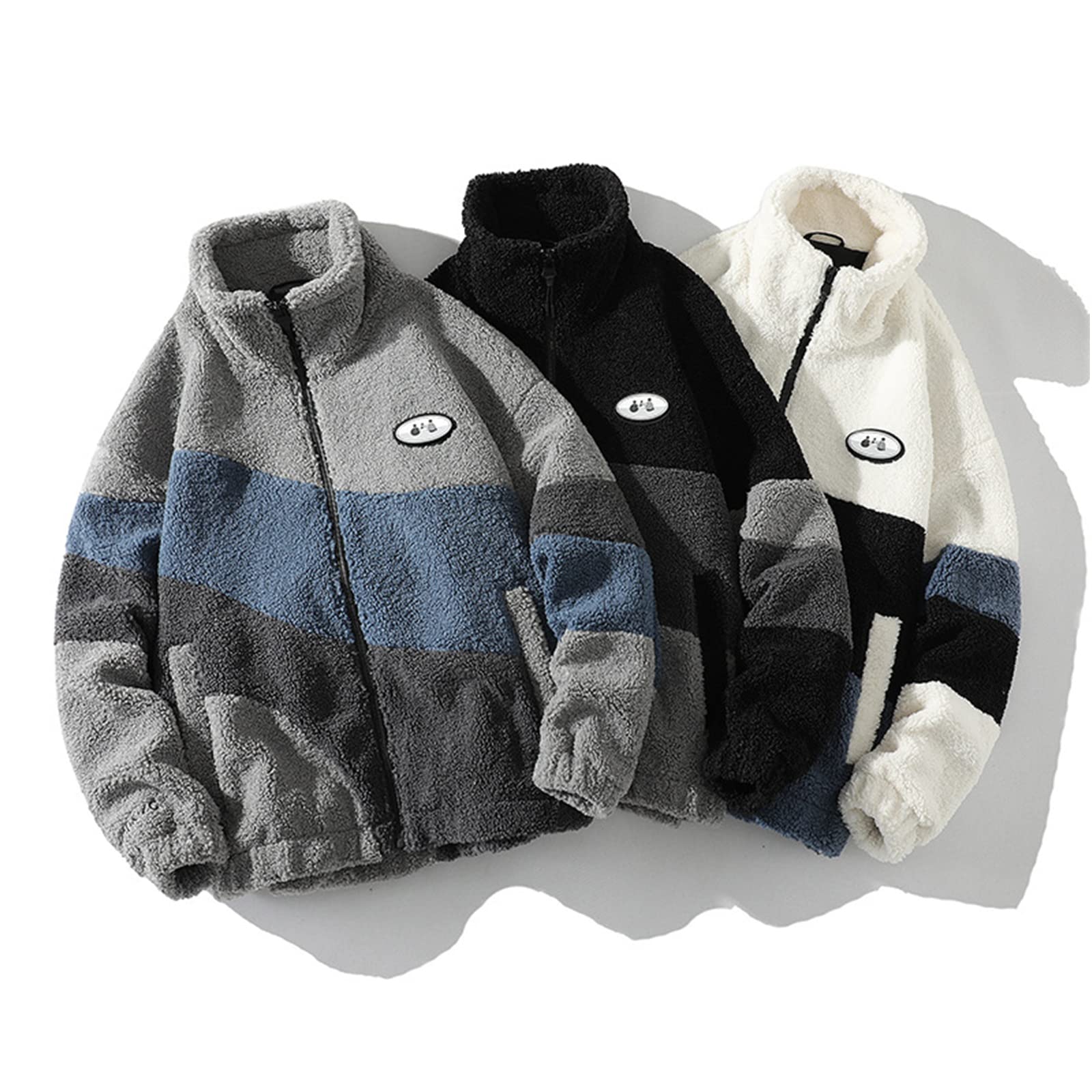 HB1 Vintage Polar Fleece Jacke Übergroße Winddichte Jacke Winter Warmer Mantel Lässiger Stehkragen Herren Oberbekleidung