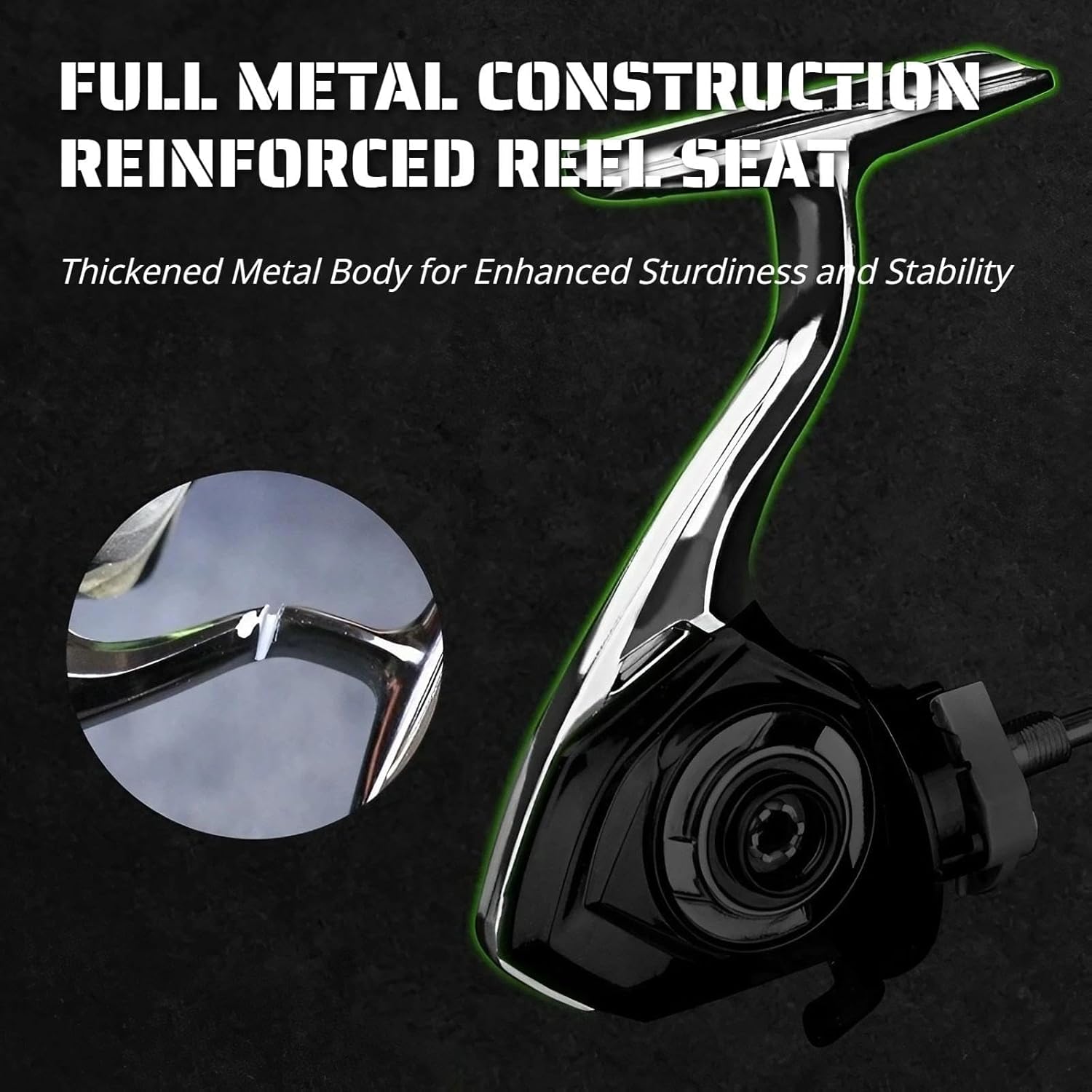 Spinning Fishing Reel – Metal Spool, Long Cast Deep Spool Reel, Smooth Drag System, Metal + Nylon Body Lure Reel for Bass Trout Carp, Freshwater & Saltwater Spinning Reel