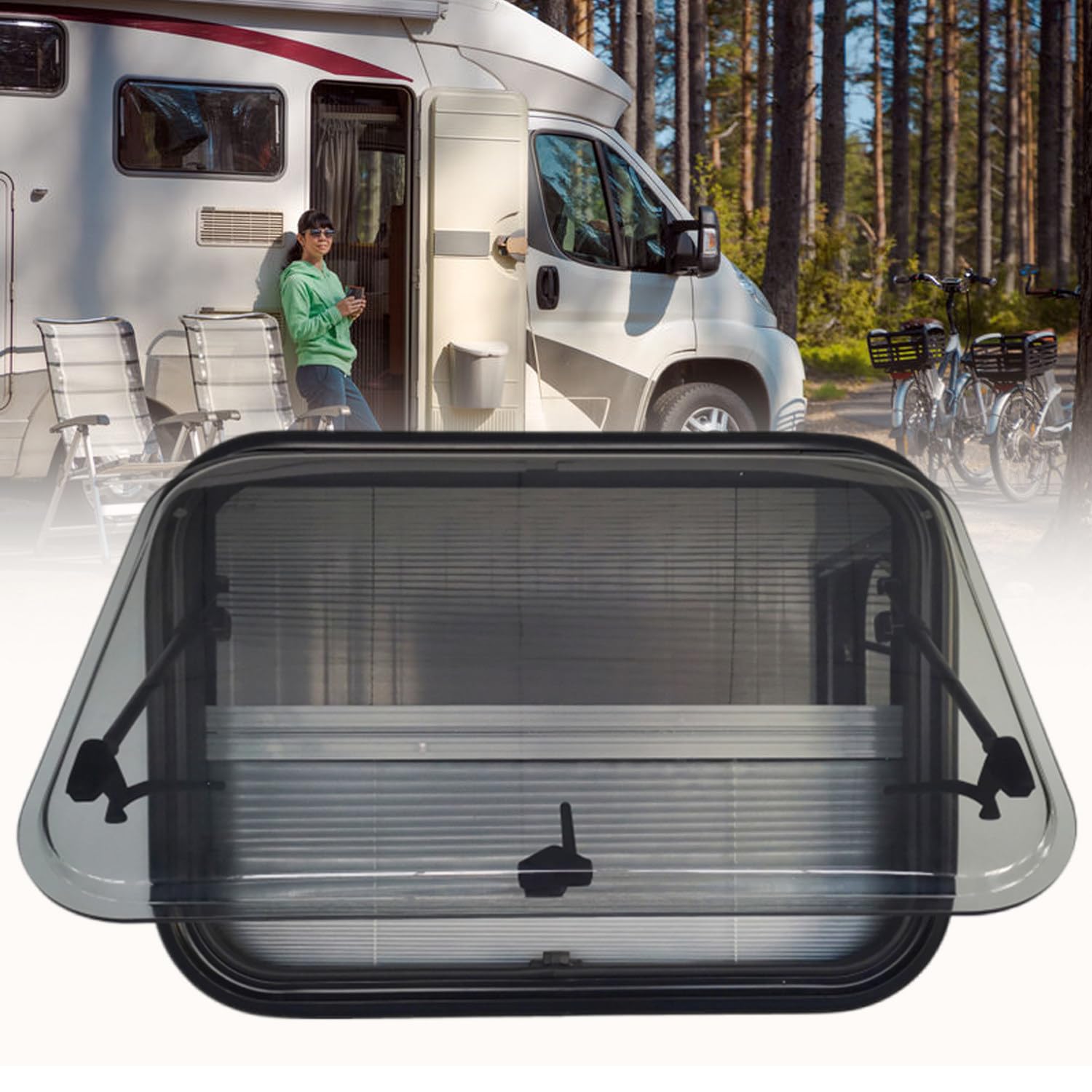Genérico Ventana de ventilación para Autocaravana, Ventana Lateral para Caravana, Ventana de ventilación, Ventana Lateral para Autocaravana, Ventana de Empuje para Caravana, Furgoneta, Furgoneta Camp