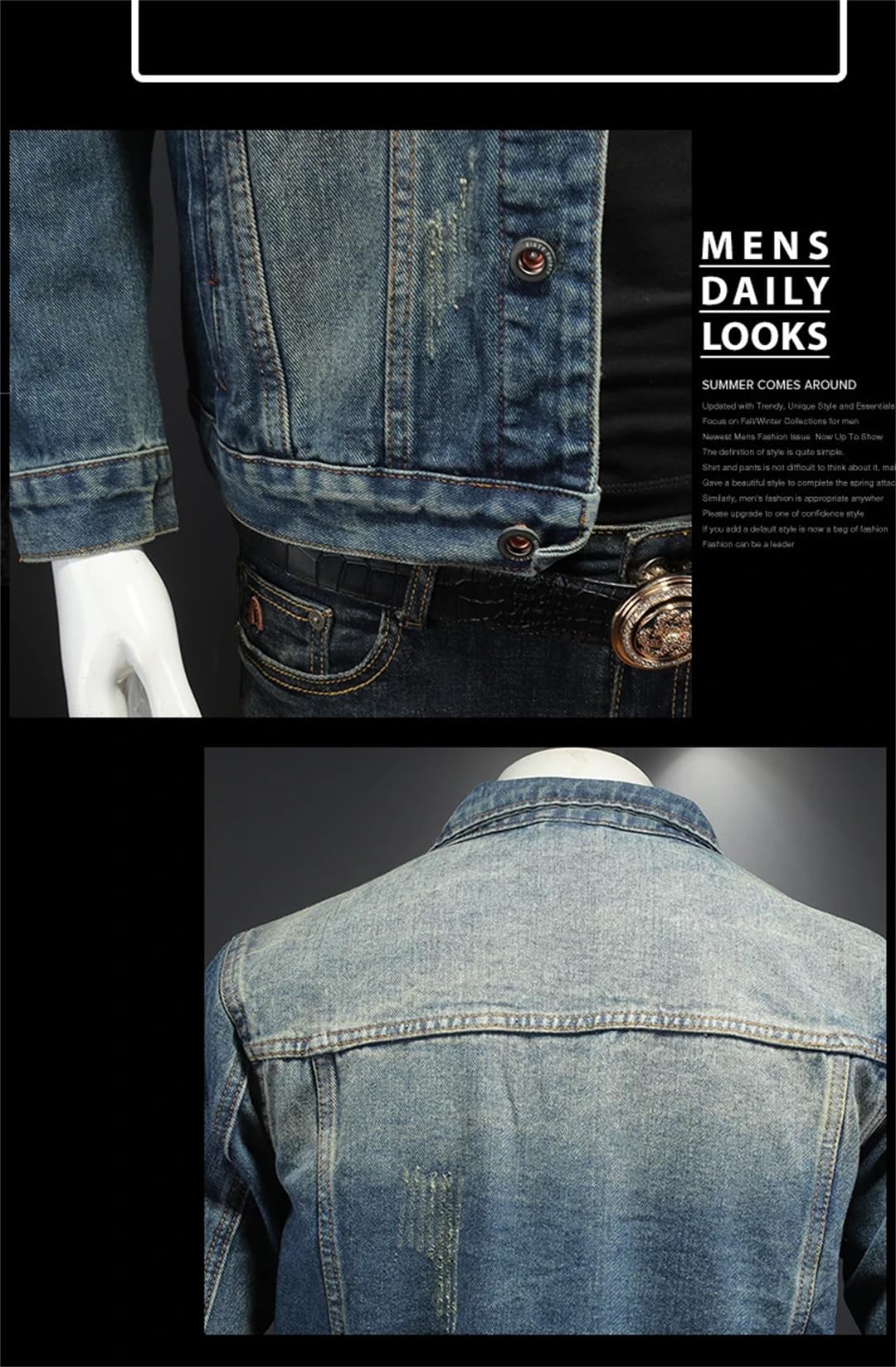 Męska wiosenna modna sprana kurtka motocyklowa dżinsowa High-Streetwear Denim Coats