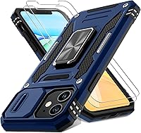 Vista 23 de DEERLAMN Funda para iPhone Air de 6.5 pulgadas con cubierta deslizante para cámara + protector de pantalla (2 paquetes), soporte de anillo giratorio