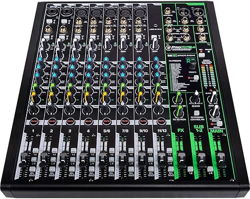 Miniatura 2 de Mackie ProFX12v3 Mezclador de efectos profesionales de 12 canales con paquete USB con auriculares Audio-Technica ATH-M20X para monitor profesional,