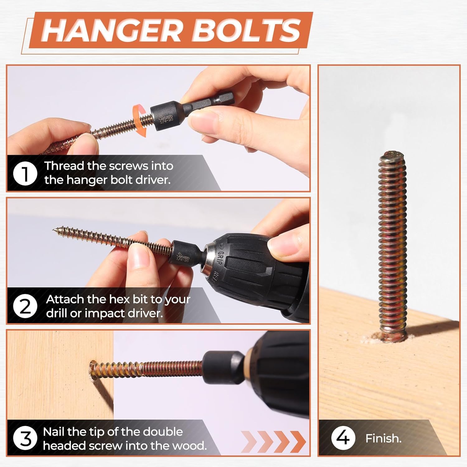 Hanger Bolts, 80pcs M5 Dowel Screws Woodworking Furniture Connector Double Ended Screw Hanger Bolt for Wood Furniture Connecting - Image 3