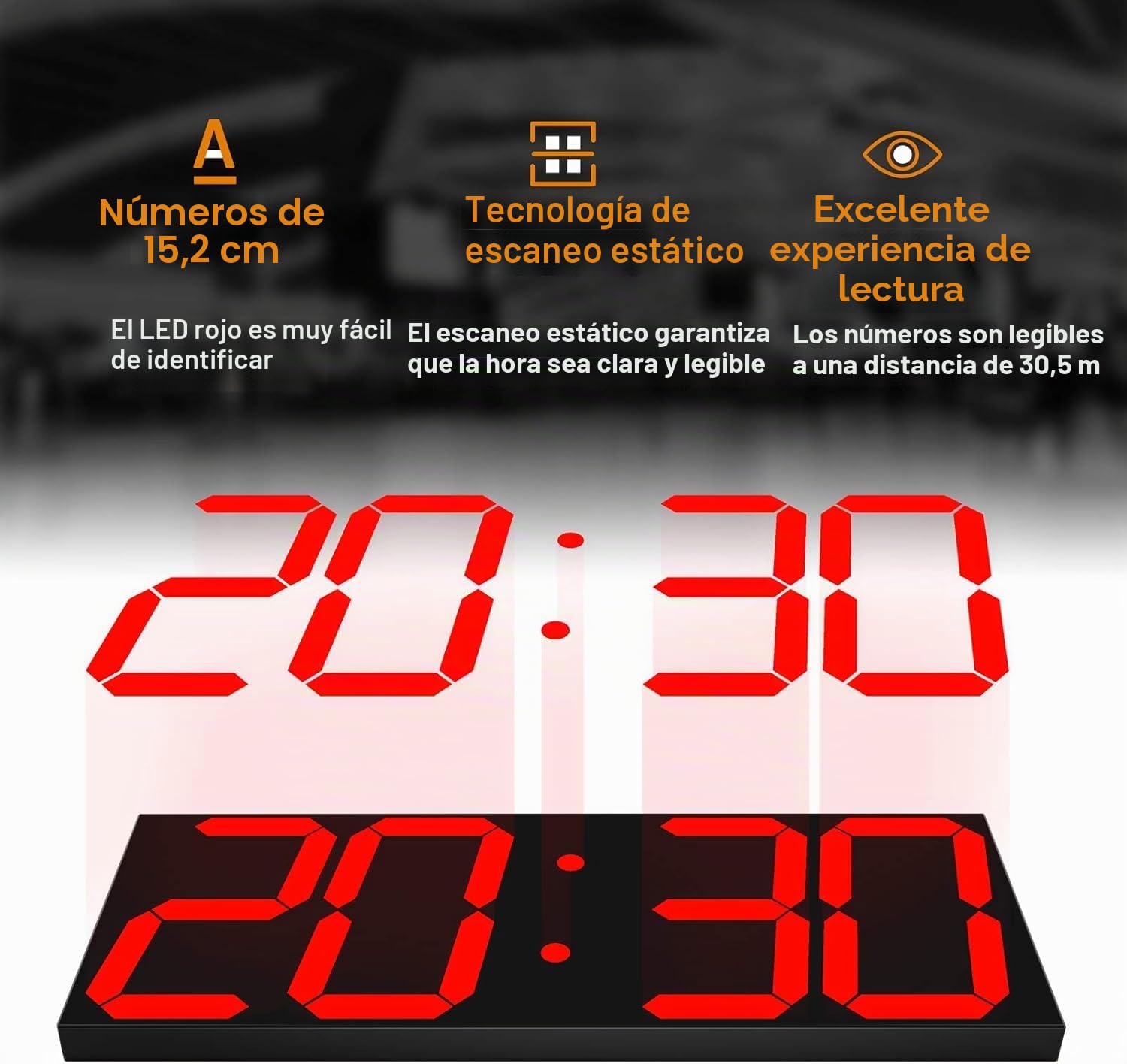 CHKOSDA Reloj LED digital de pared grande con pantalla LED de 18 pulgadas, cuenta atrás con 8 niveles de brillo ajustables, indicador de 12/24 horas, indicador de temperatura y calendario (rojo)