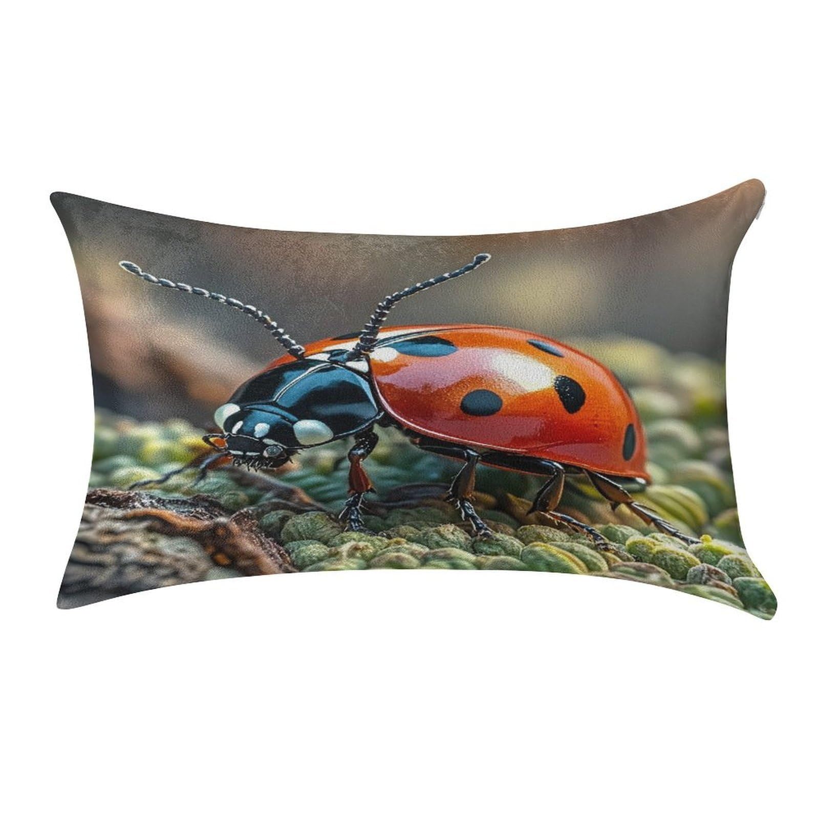 FekiLoot Red Ladybug Pillow Covers Luxury Velvet Oblong Pillowcases Rectangular Throw Pillows Case Decorative Velvet Cushion Covers Ultra Soft Lumbar Pillow Shells 12 X 20 in