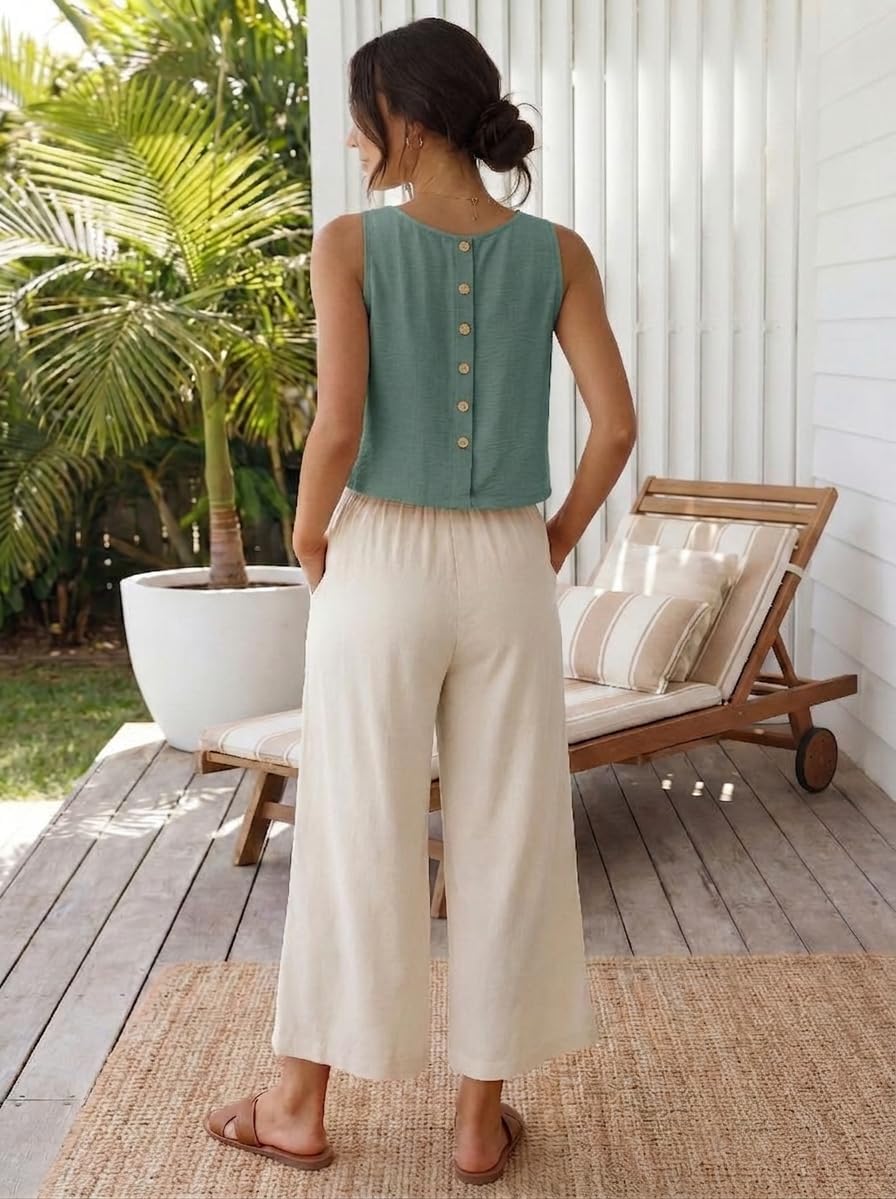 Womens Casual Crop Tank Tops 2026 Summer Beach Sleeveless Spring Tops Vacation Outfits thumbnail