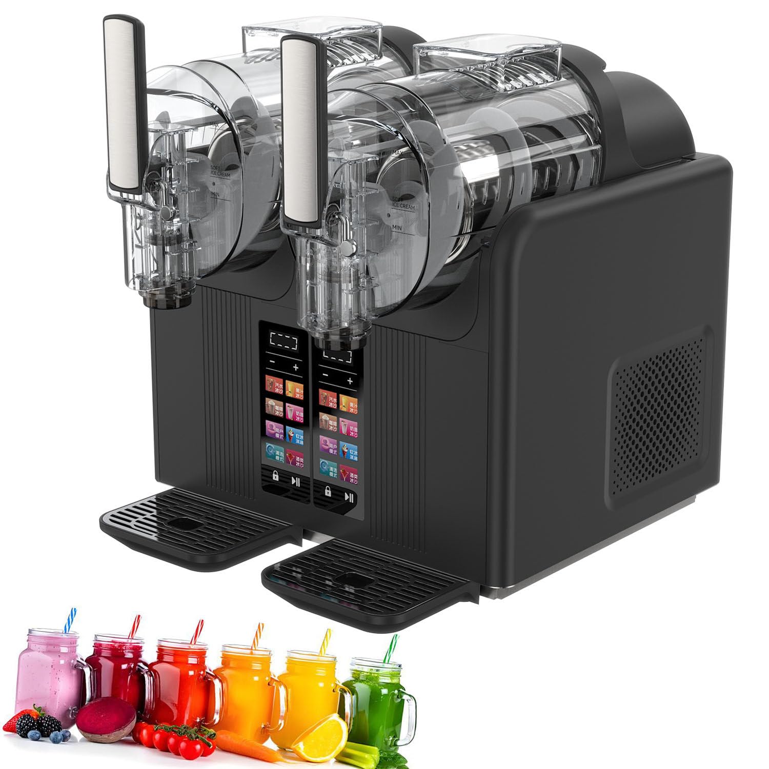 GTANND Soft Serve Ice Cream Maker,Slushie Machine Home/Commercial,For Cocktail/Milk Ice Cream/Mixed Fruit Juice/Avocado Milkshake/Coffee/Strawberry/Apple Soda Smoothie Black