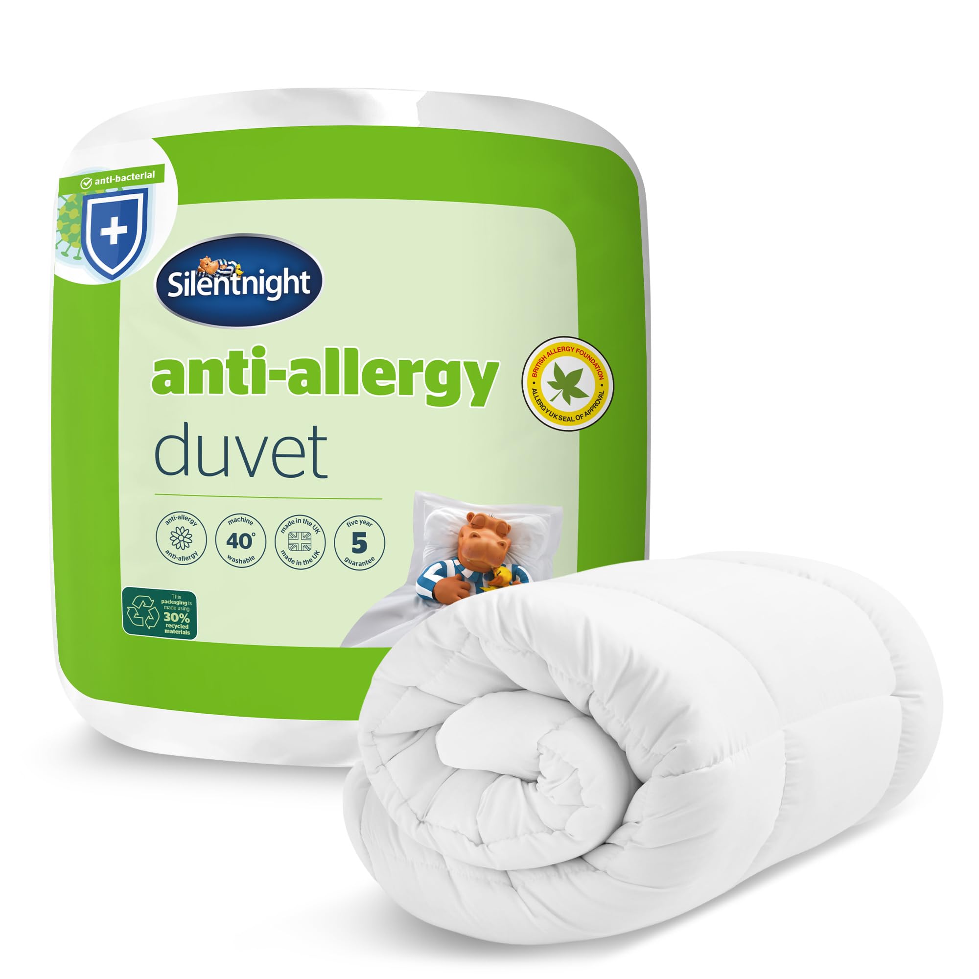 Silentnight Anti Allergy Double Duvet 4.5 Tog - Lightweight Summer Quilt Duvet Comforter Anti-Bacterial and Machine Washable with Allergy UK Approved Anti Allergy Fibres - Double Bed