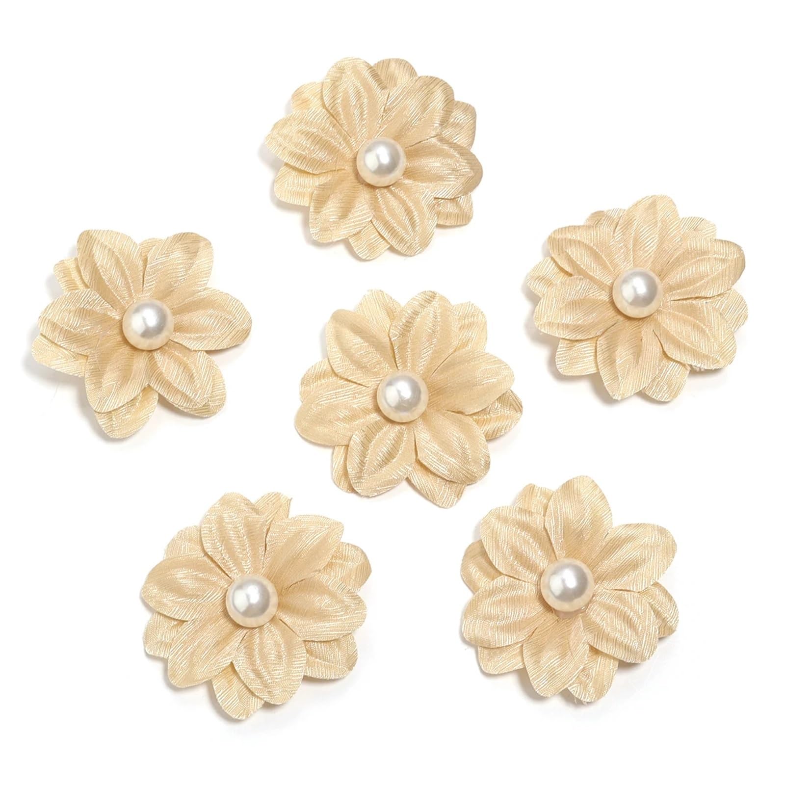 MDSRFGN Fabric Flowers 20Pcs Fabric Flowers Mini Colorful Flower Floral Applique Sew Patches For Clothes Hat Wedding Decor DIY Craft(Khaki)