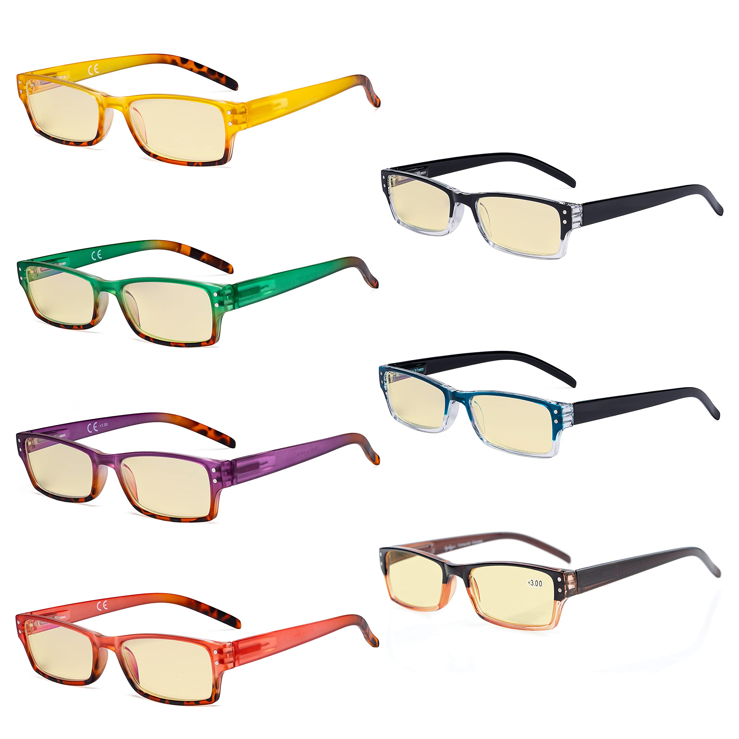 Eyekepper 7-pack Blue Light Filter Glasses Women - Fashion Computer Eyeglasses Yellow Tinted