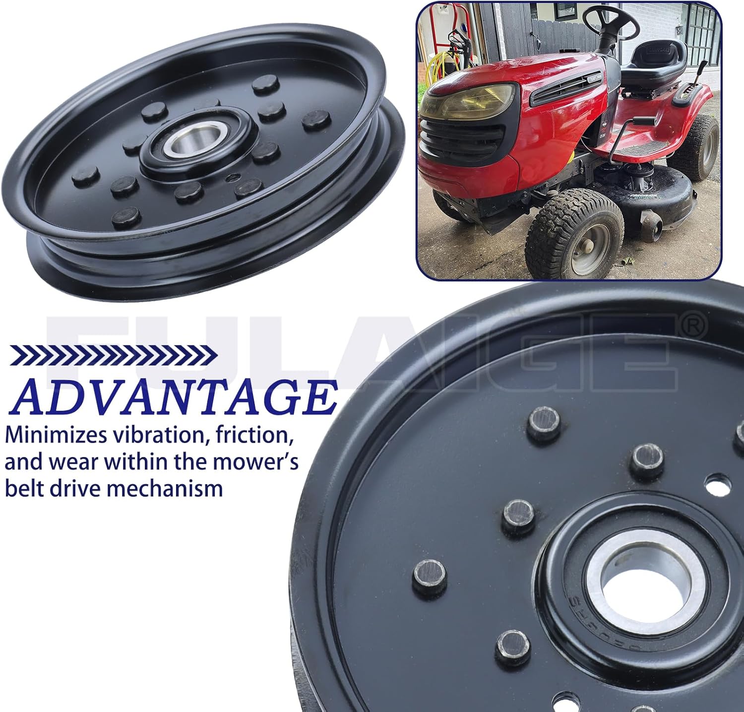 2 Pack AM106627 Idler Pulley Replaces John Deere Idler AUC16698 Idler Pulley John Deere AUC16698 AM121602 for John Deere Z445, Z425, Z225, X300, X320, LT166, LT180, F525, GT275 Lawn Tractors