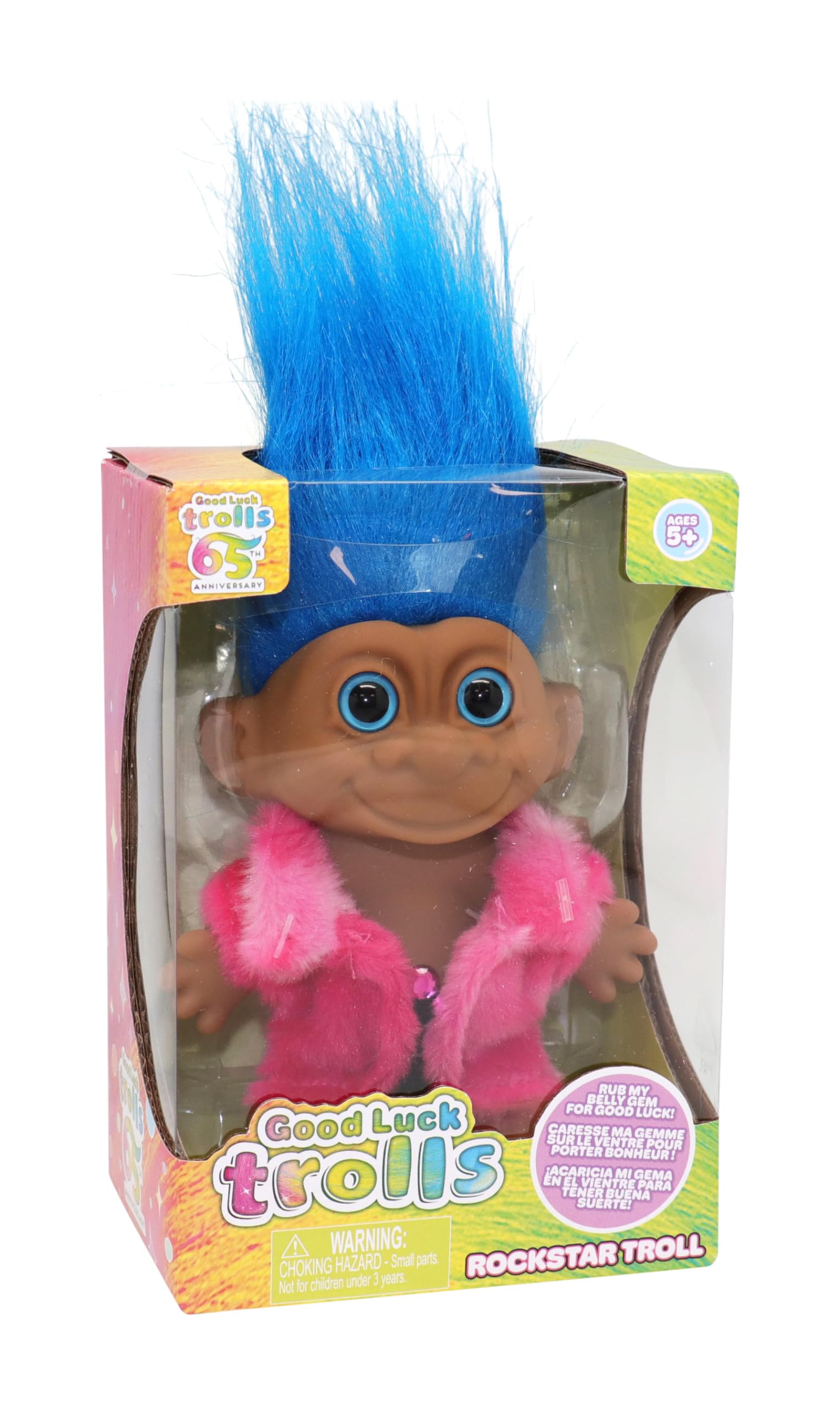 Good Luck Trolls 4" Dolls | 80's Glam Fusion | Rainbow Figures | Nostalgic Toys for Best Playtime Fun | Collectible Troll Figures - Fashionable Material Doll, Rockstar