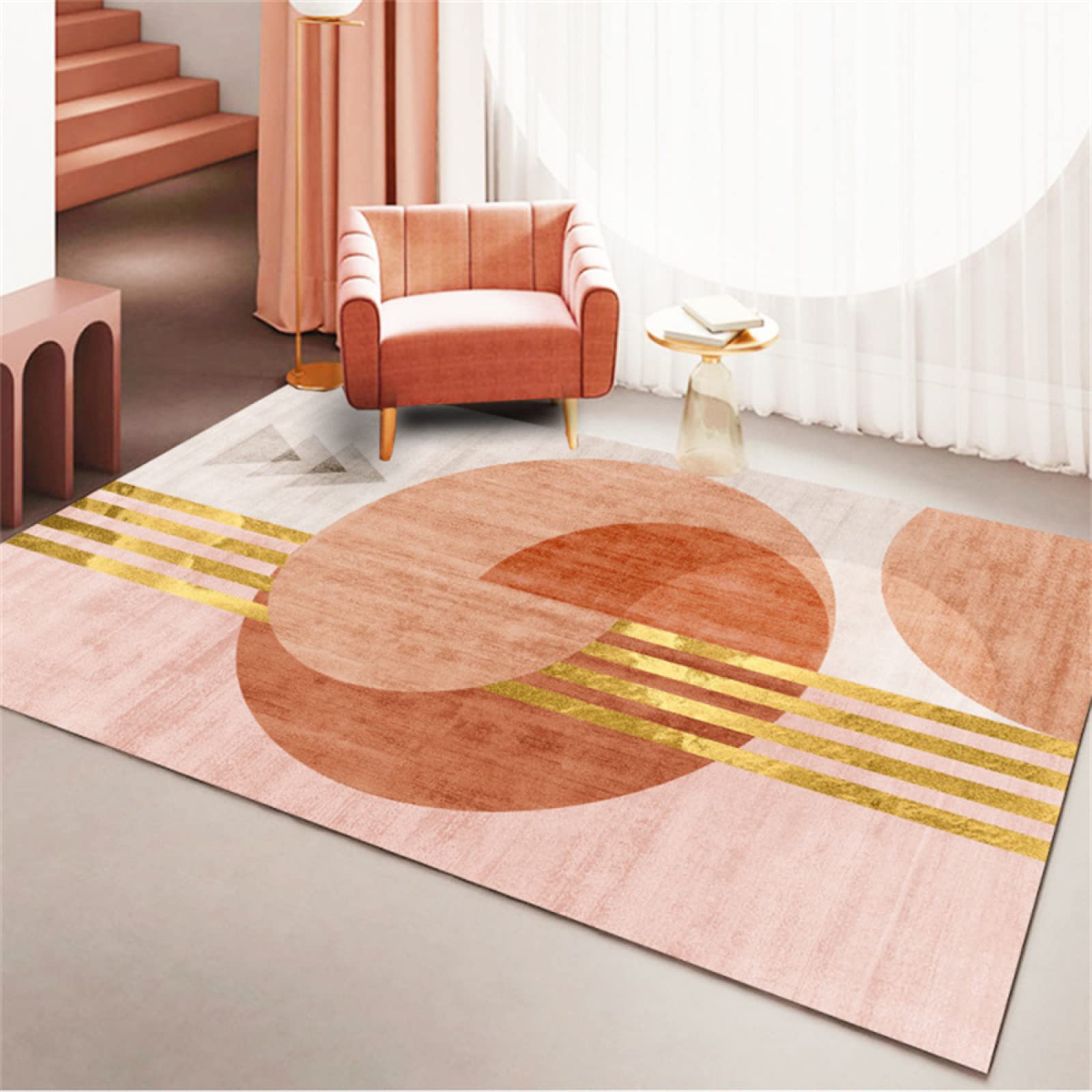 Tapis géométrique antidérapant pour créer un coin lecture fille