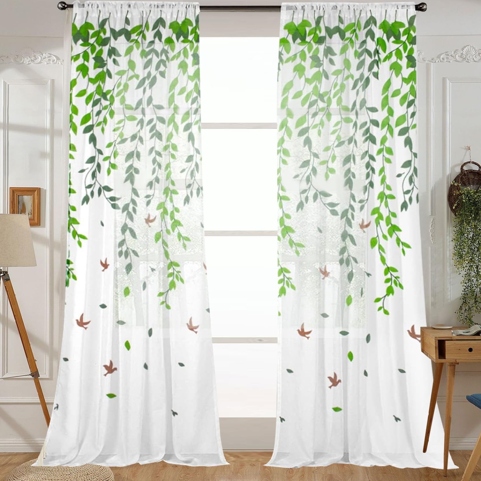RTREES Tende per interni Voile Sei Trasparenti Bianche 1 Pannello con