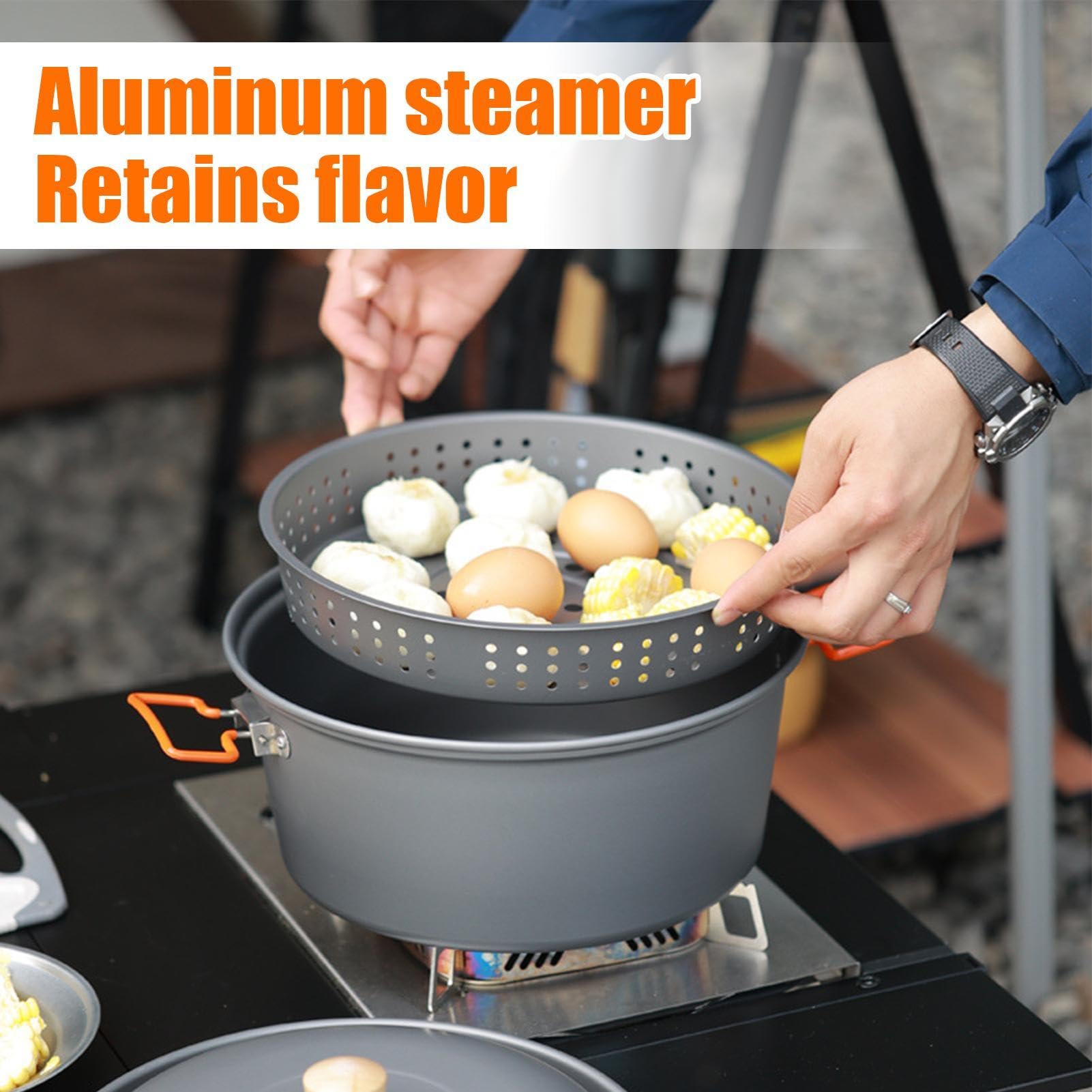 Sartenes Para Cocinar Para Acampar - Olla Para Acampar Portátil, Equipo De Cocina De Aluminio, Cazuelas Resistente Al Calor De Gran Capacidad | Utensilios De Cocina Ligeros Para Exteriores