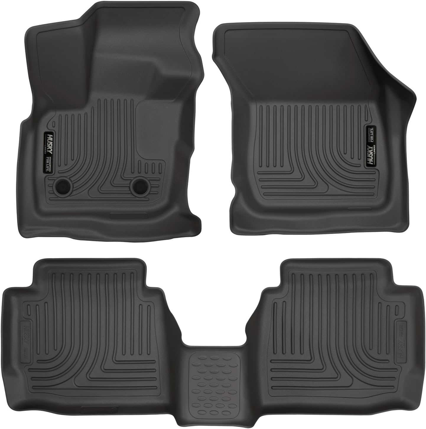 Husky Liners Weatherbeater Floor Mats | Fits 2017 - 2020 Ford Fusion & Lincoln MKZ | Front & 2nd Row, 3-pc Black - 98791
