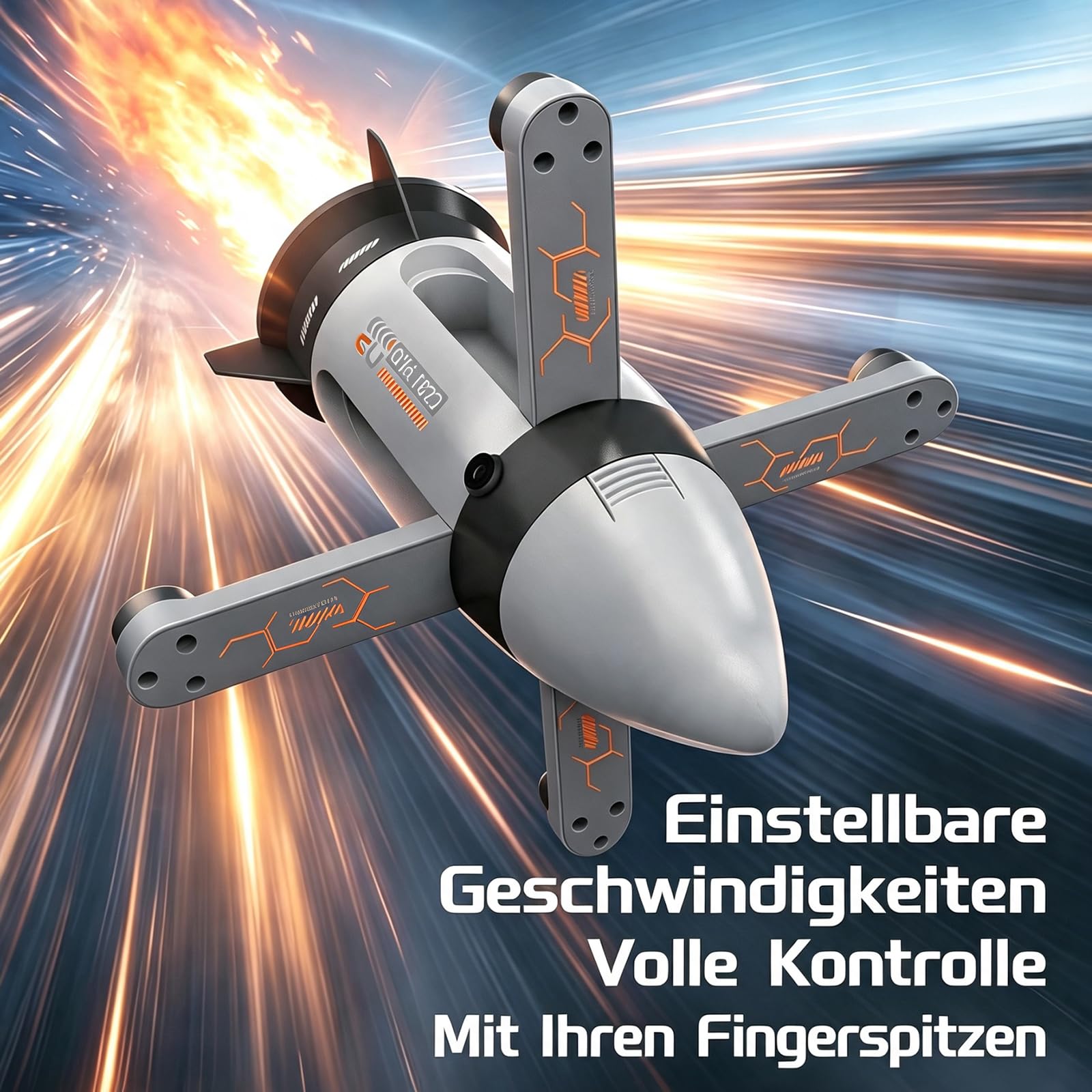 Bürstenlose Faltbare RC Drohne mit Raketen-Sprühfunktion, LED-Licht Kamera Drohne für Erwachsene Kinder, 4-Achsen-Flugzeug mit Höhenhaltung, Fernsteuerung Raumfahrt Flugzeug für Outdoor (Grau)