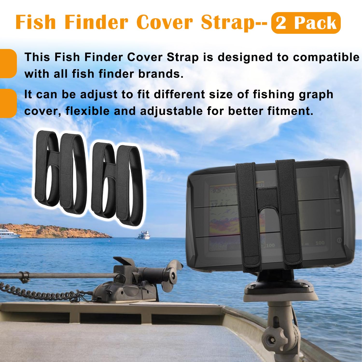 Sangle Réglable élastique Pour Harnais De Sondeur - Cordon De Fixation Détecteur De Poissons - Pêche Navigation, Glace, Voyage - 2