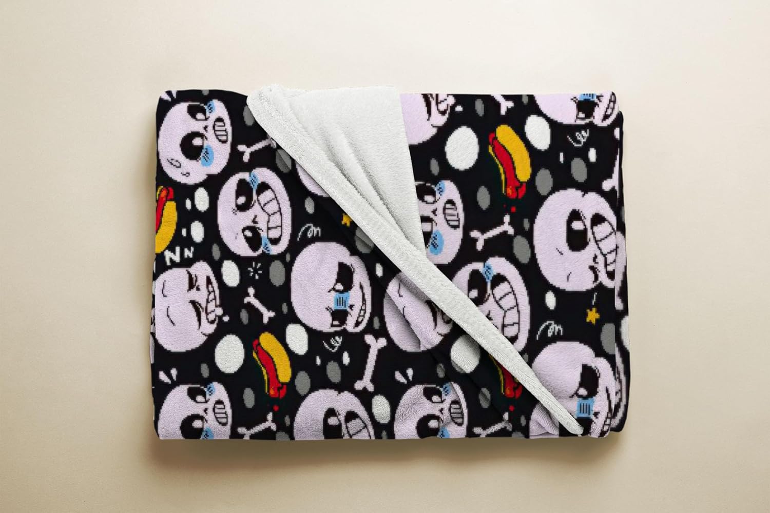 Allenjoy Cartoon Skull Faces Blanket Hot Dogs and Bones Throw Blankets Couch Bed Living Room Decor Soft Durable Washable 57" X 50" SC01087-004