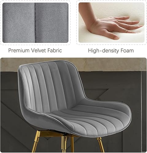 Miniatura 3 de Zouron Juego de 2 taburetes de bar giratorios de 29 pulgadas de altura de barra con respaldo alto, taburetes de isla de cocina de terciopelo con