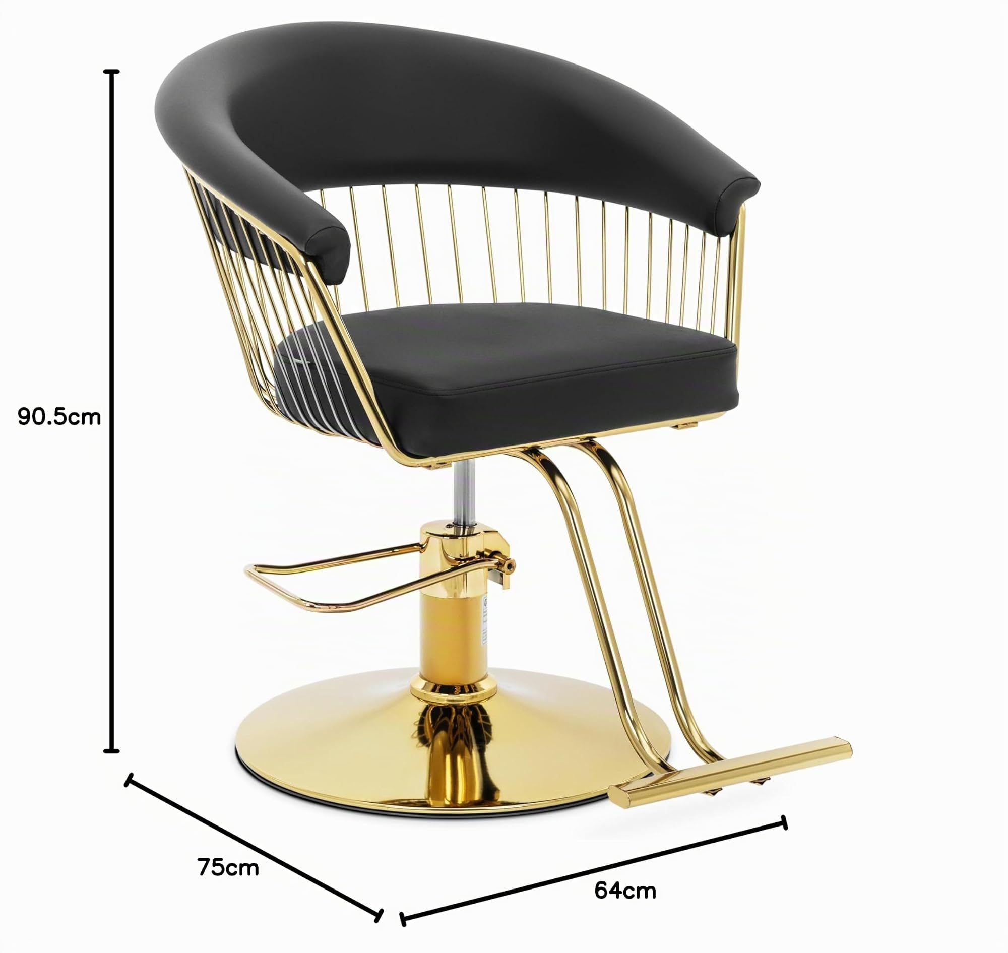 Physa Fauteuil de Coiffeur avec Repose-Pieds Lyme Black Fauteuil Salon de Coiffure Siege de Coiffure Chaise de barbier