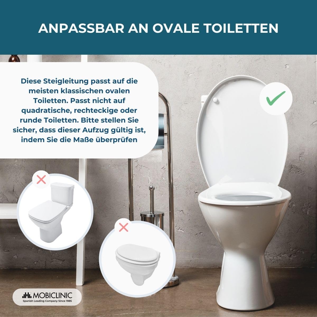 Mobiclinic®, Toilettensitzerhöhung mit Klappbaren Armlehnen, Tajo, 19 cm, mit Deckel, Höhenverstellbar (3 Stufen), Kippbar, Ideal für Senioren & Menschen mit Behinderung, Weiß