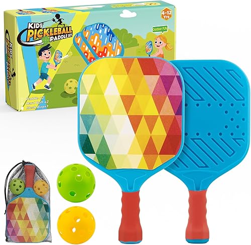 Foayex Juego de 2 palas de pickleball para niños, juegos al aire libre, juguetes para patio, playa, piscina, campamento, viajes, regalos de