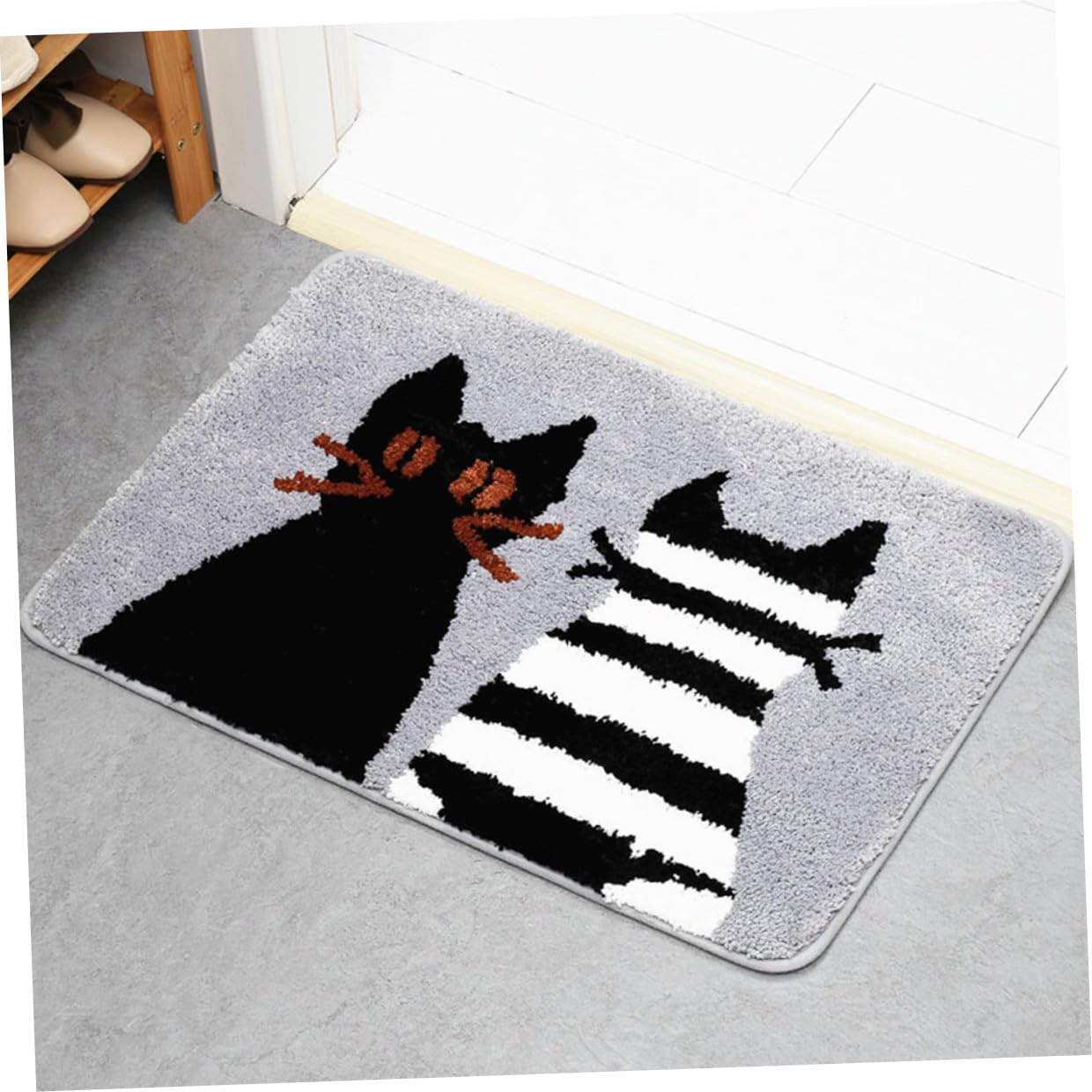 Rutschfester Badezimmerteppich mit Katzenmuster, Wasserabsorbierend