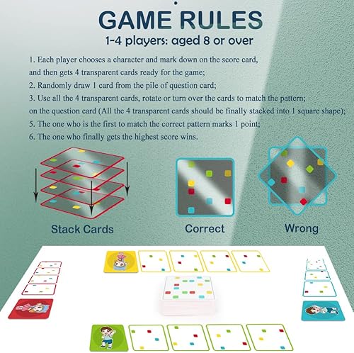 Miniatura 3 de OPTSPTOY Juego de cartas apilables de 86 piezas para cultivo mental, reconocimiento de patrones, imaginación espacial, creación, juego de cartas de