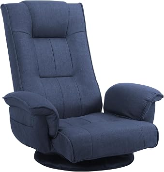 360 Degree Swivle Adjustable Floor Chair, Chaise Lounge Indoor, Folding Lazy Sofa with Armrests and Side Pocket Adults Gaming Chairs for Living Room, Bedroom Factory Price 201YM Blue