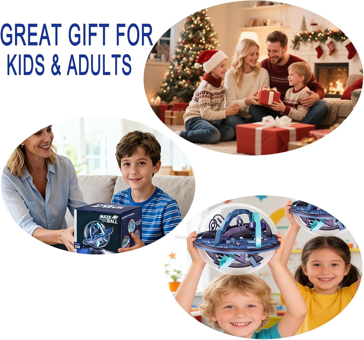 3D Ball Maze,Interactive Maze Sphere Game with 158 Obstacles,Labyrinth Puzzle Ball Kids Education Toys,Magical Brain Teasers Boy Gifts