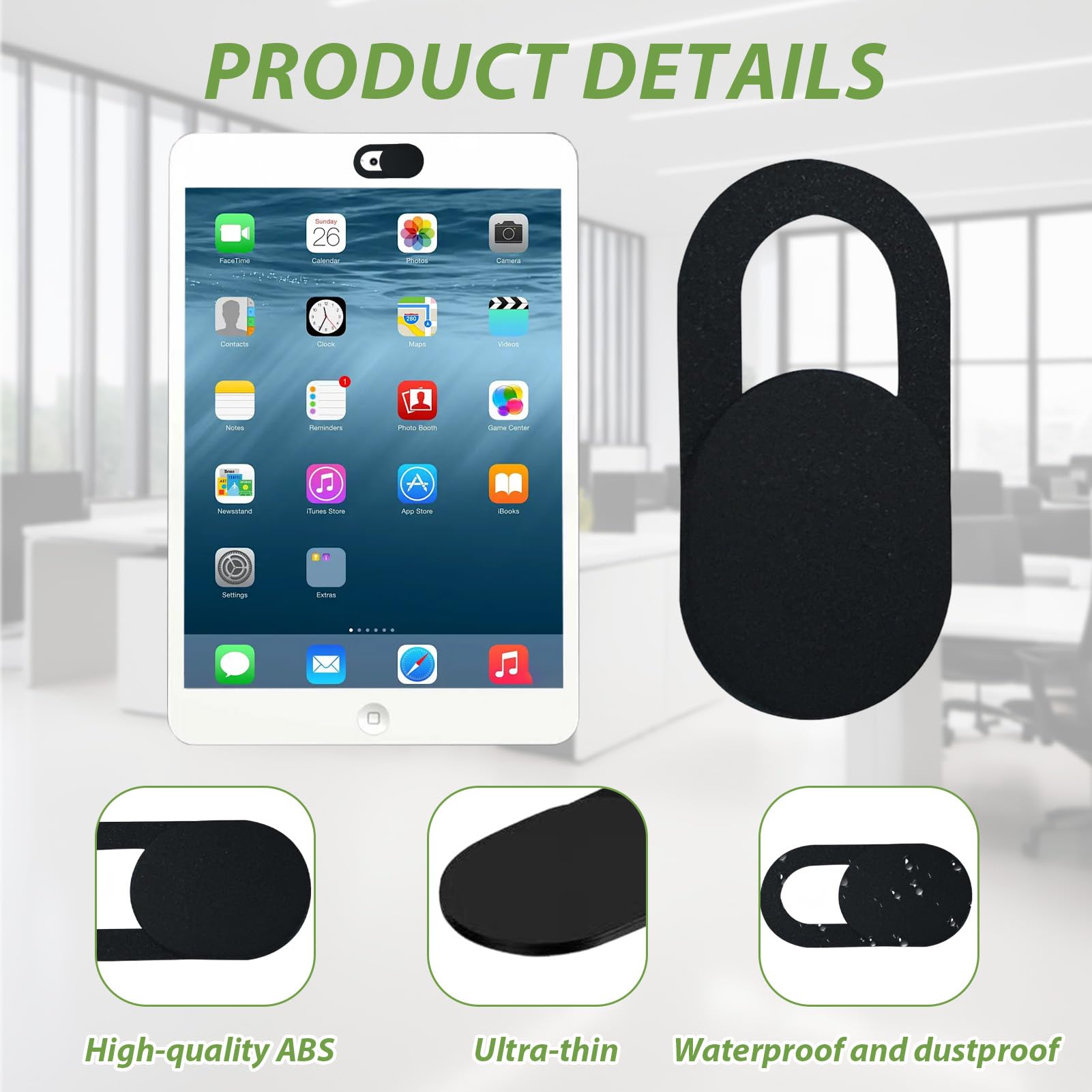 Cache Webcam Ultra-Fin Lot de 50, Protection Caméra pour Ordinateur Portable Tablette Smartphone, Coulissant Discret pour PC Noir