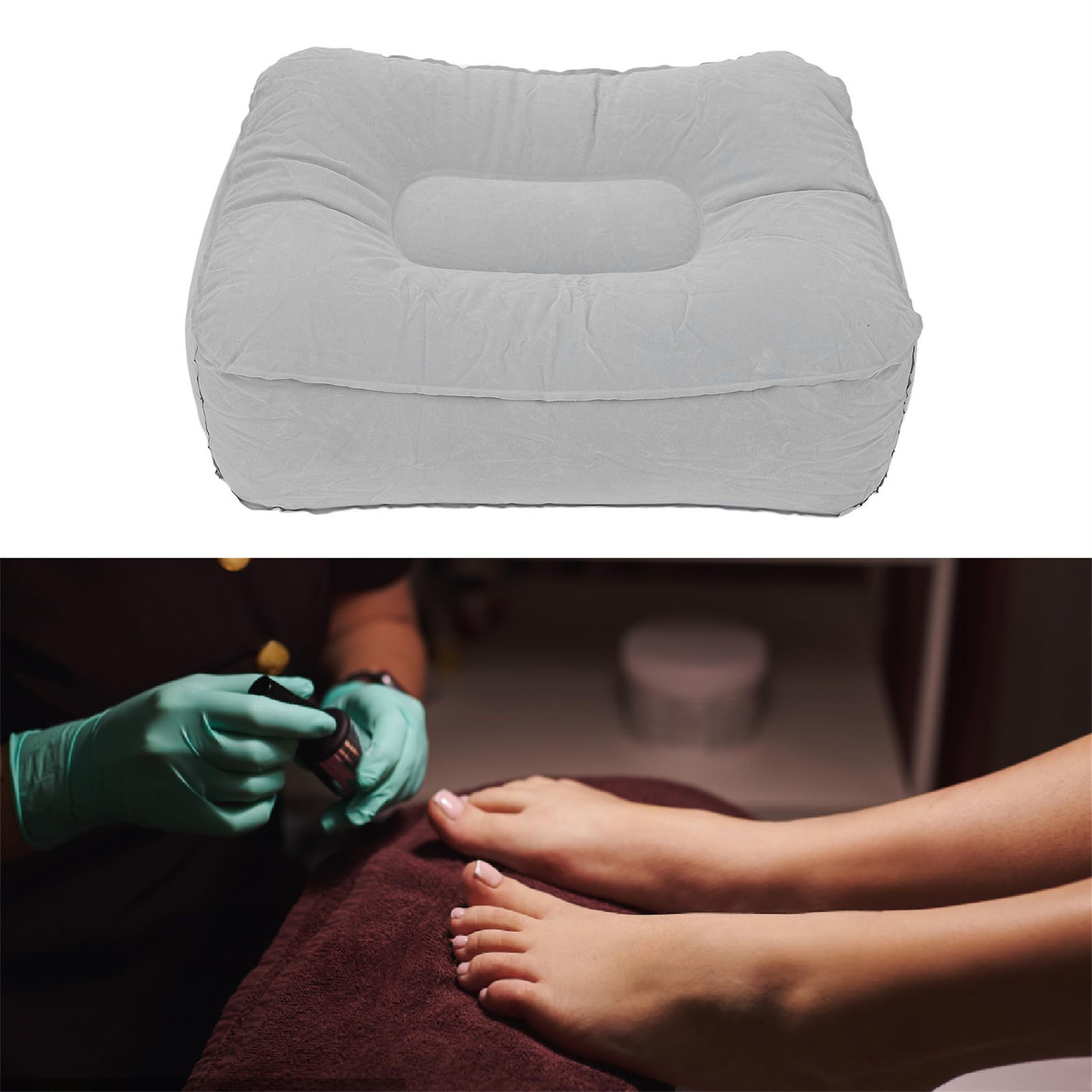 Inflatable Foot Cushion, Inflatable Travel Pillow, Inflatable Travel Foot Rest Pillow, Inflatable Foot Rest for Air Travel Cars Home Office Multifunctional PVC Flocking Portable Leg Rest Pillow