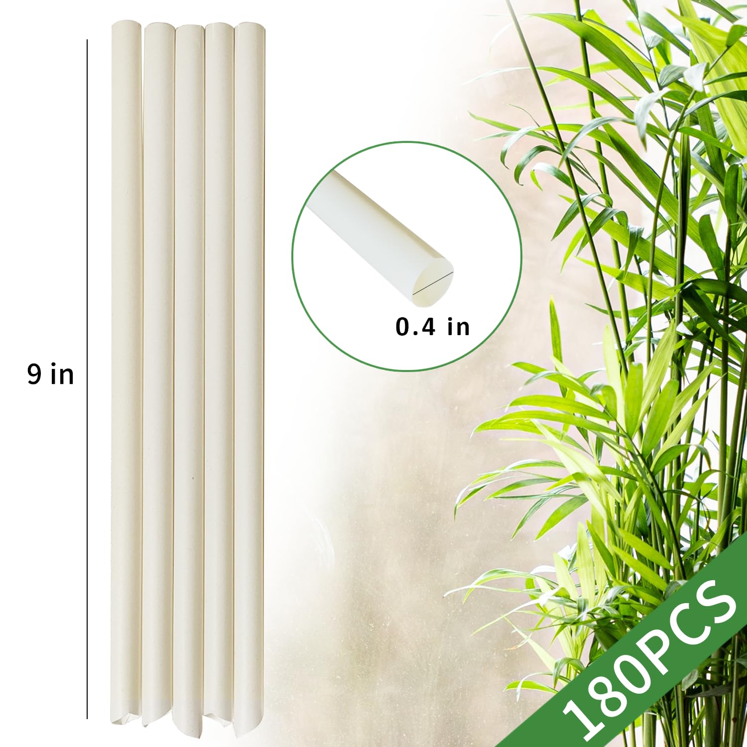 180 Pack Wide Bamboo Bubble Tea Straws 10mm, Disposable Jumbo Smoothies Bamboo Fiber Straws for Drinking Boba Milkshakes and Beverage - Image 2