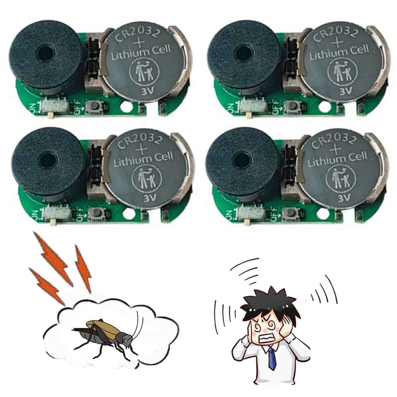 4 Pack New 20 Sounds Annoyatron Noise Maker Prank, Prank Noise Maker Hidden, Beeping Several Months, Office Pranks for Coworkers, Devices to Annoy Neighbors, Funny Office Pranks for Adults (Green)
