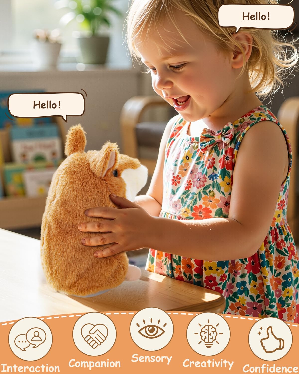 Qwifyu Hámster Parlante De Peluche – Repite Tu Voz Y Mueve La Cabeza, Juguete Interactivo Para Niños +3 Años