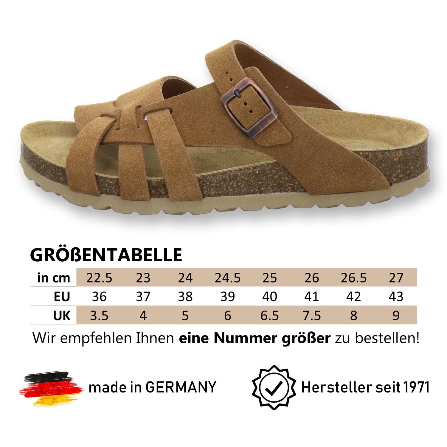 AFS-Schuhe 2122 - Pantuflas para Mujer de Piel auténtica, Suela de EVA, Fabricadas en Alemania