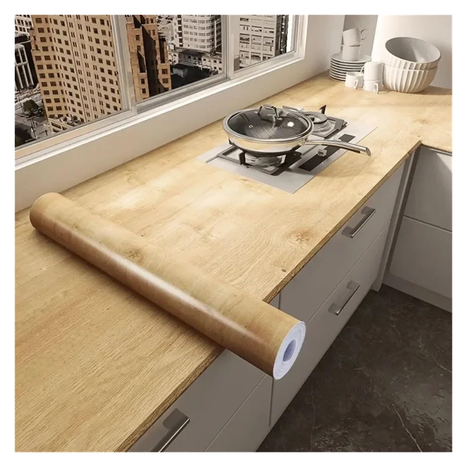 Ayztantine Self-Adhesive Wallpaper 90cm Width Wood Grain PVC Wallpaper for Door Wardrobe Cupboard Table Furniture Waterproof(D01021,60x500cm)