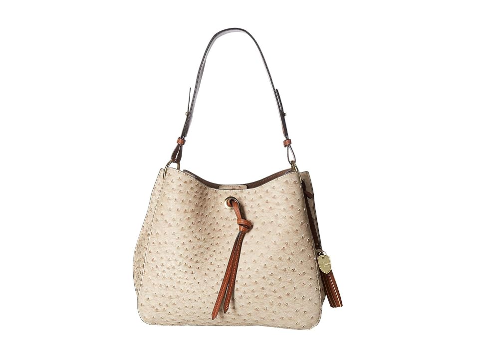 

London Fog Isabel Hobo (Ecru/Cognac) Handbags, White