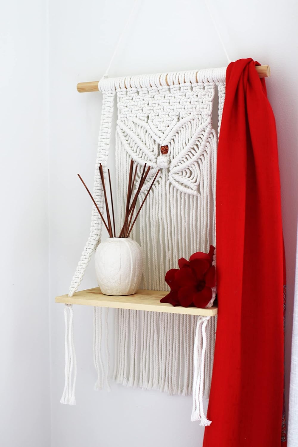 Macrame Wall Hanging Shelf, Decorative Rope Wall Hanging, Boho Shelf